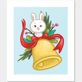 Bunny Christmas Bell Posters and Art